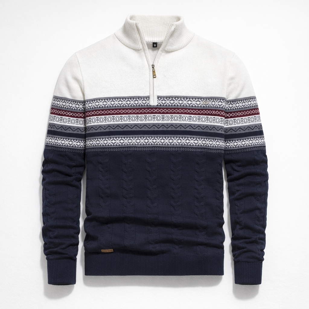 Herren Winterpullover mit Reißverschluss - Regular Fit aus Baumwolle — White