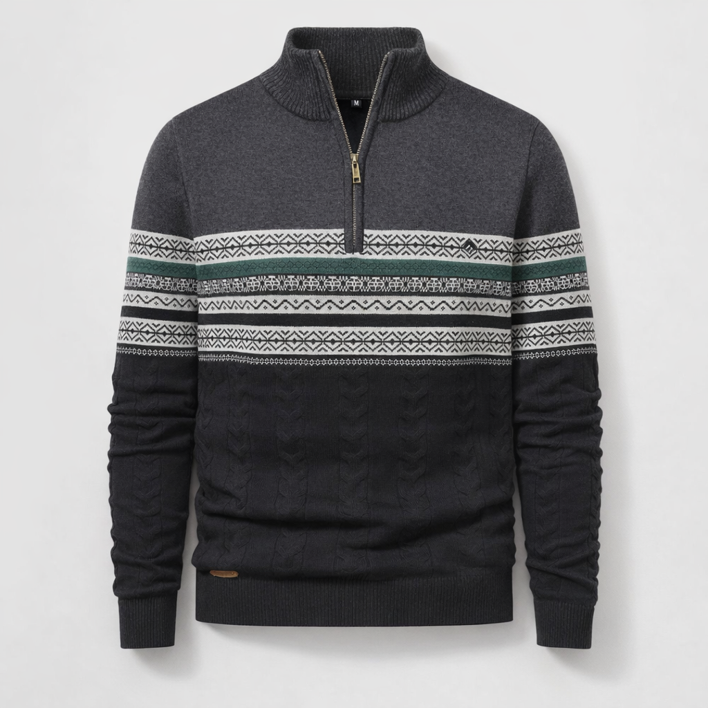 Herren Winterpullover mit Reißverschluss - Regular Fit aus Baumwolle — Grey