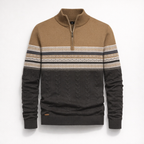 Herren Winterpullover mit Reißverschluss - Regular Fit aus Baumwolle — Khaki