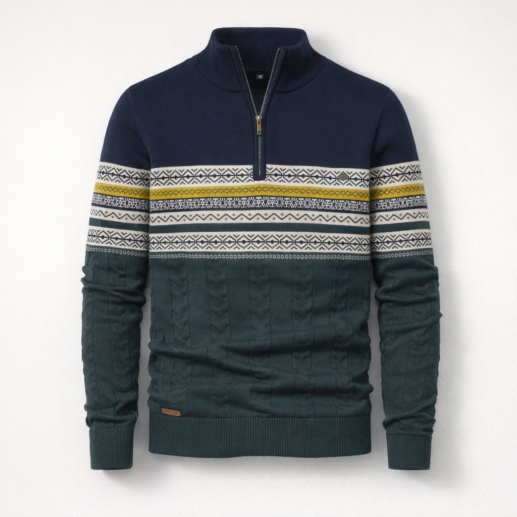 Herren Winterpullover mit Reißverschluss - Regular Fit aus Baumwolle — Navy
