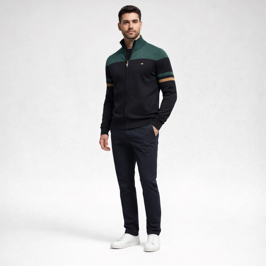 Pullover mit Reißverschluss aus Baumwolle und Elastan — Green