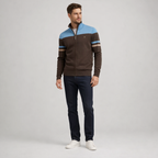 Pullover mit Reißverschluss aus Baumwolle und Elastan — Brown