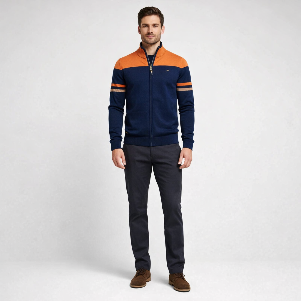 Pullover mit Reißverschluss aus Baumwolle und Elastan — Orange