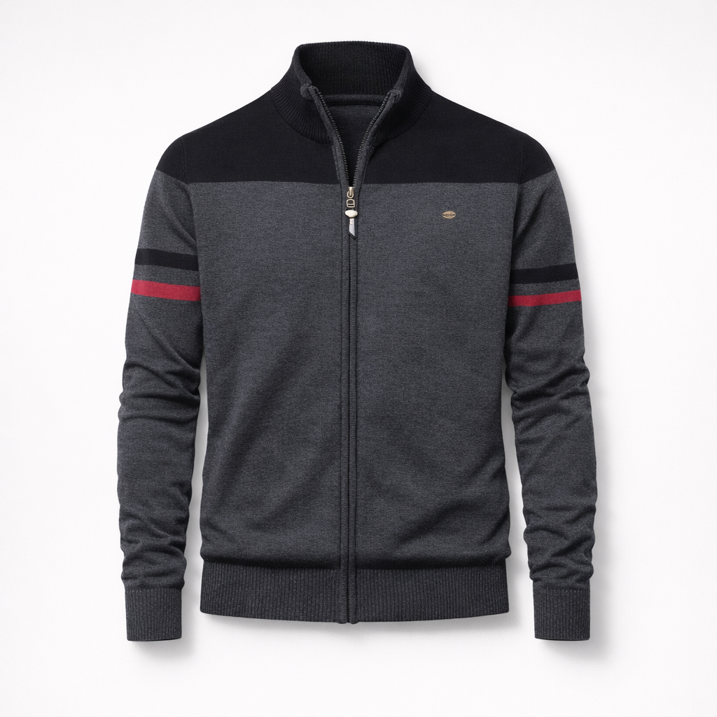 Pullover mit Reißverschluss aus Baumwolle und Elastan — Black