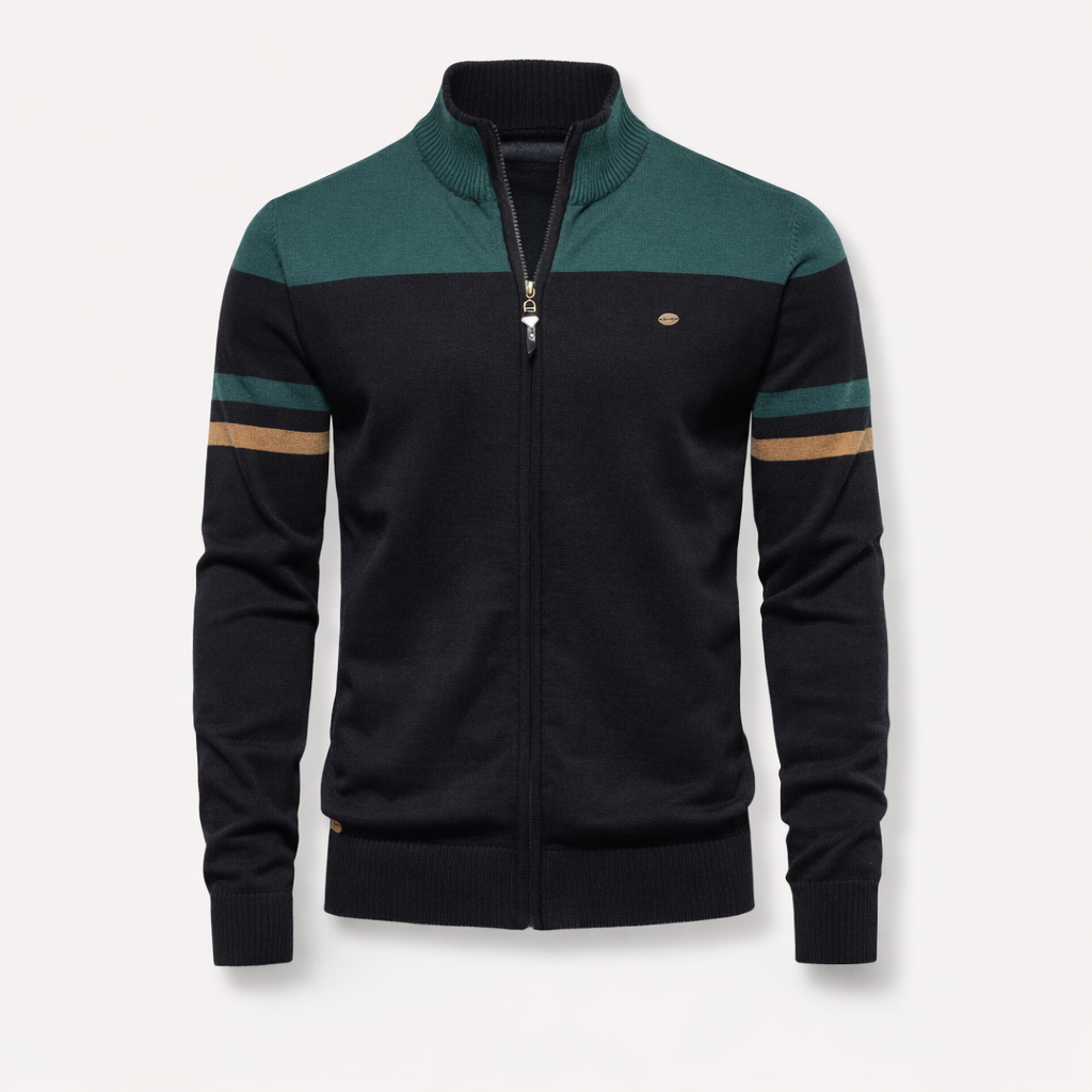 Pullover mit Reißverschluss aus Baumwolle und Elastan — Green