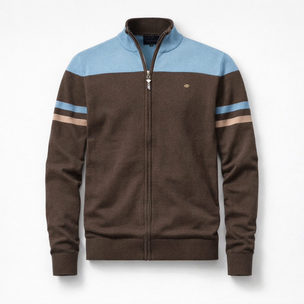Pullover mit Reißverschluss aus Baumwolle und Elastan — Brown