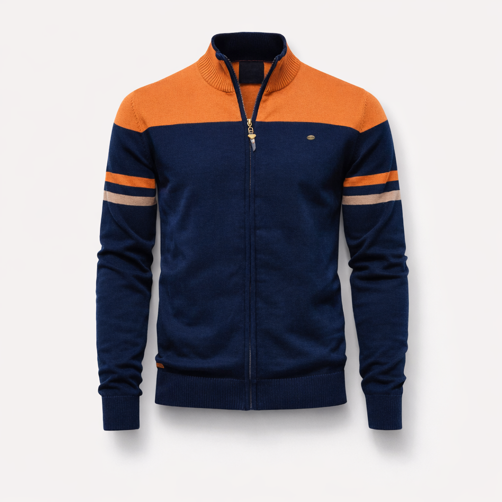 Pullover mit Reißverschluss aus Baumwolle und Elastan — Orange