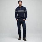 Herren Pullover mit Quarter-Zip aus Baumwolle Regular Fit — Blue
