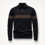 Herren Pullover mit Quarter-Zip aus Baumwolle Regular Fit — Black