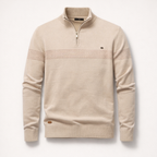 Herren Pullover mit Quarter-Zip aus Baumwolle Regular Fit — Beige