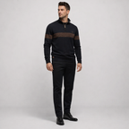 Herren Pullover mit Quarter-Zip aus Baumwolle Regular Fit — Black