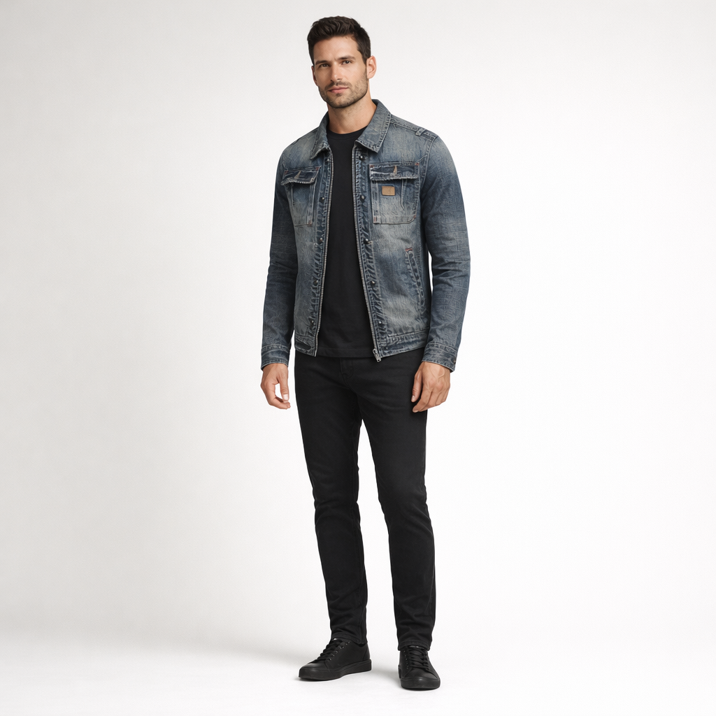 Herren Blaue Denim-Jacke – Regular Fit