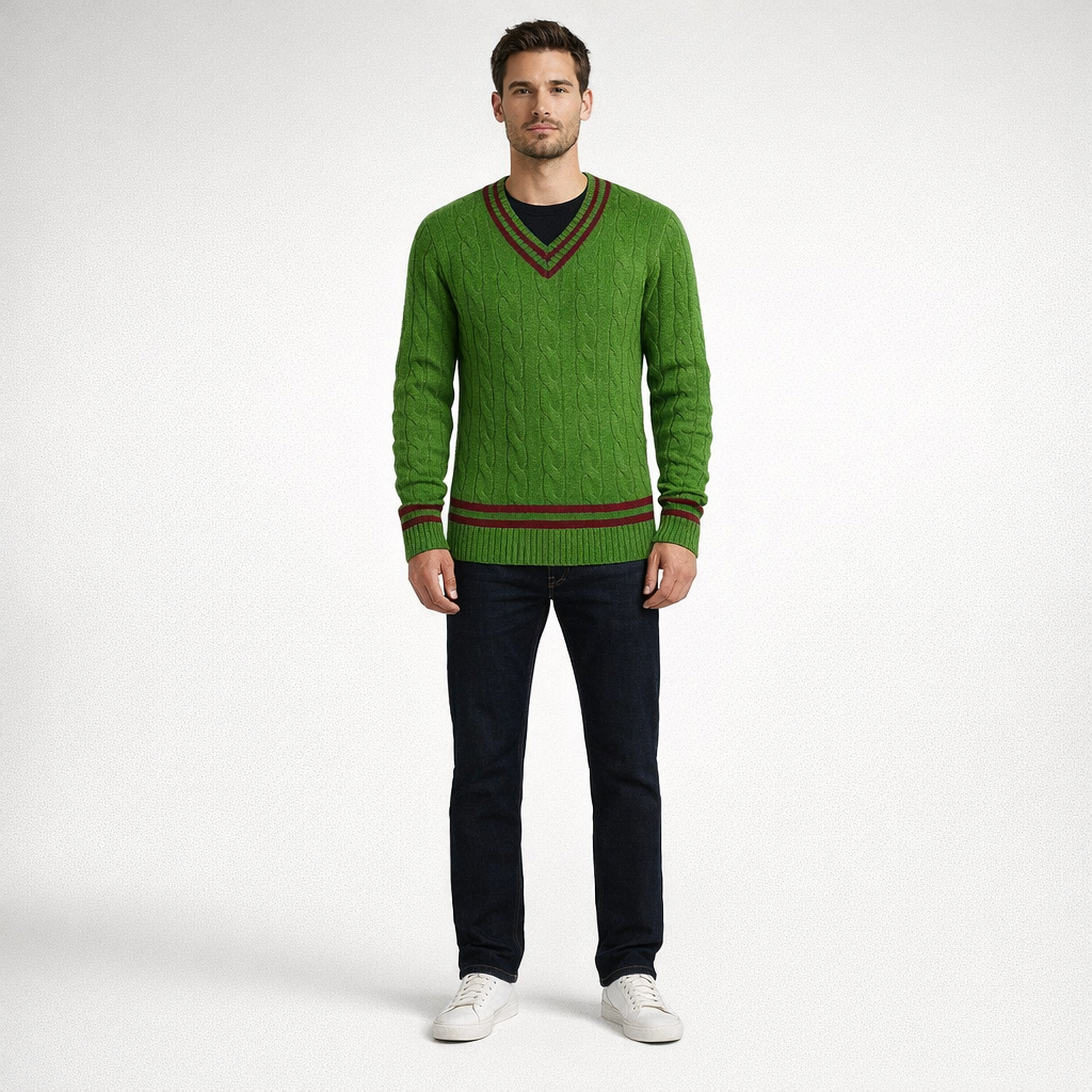 Herren Strickpullover - Regular Fit Herbststyle — Grün