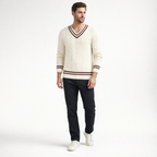 Herren Strickpullover - Regular Fit Herbststyle — Weiß