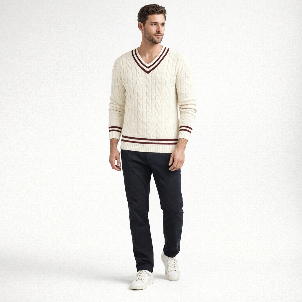 Herren Strickpullover - Regular Fit Herbststyle — Weiß