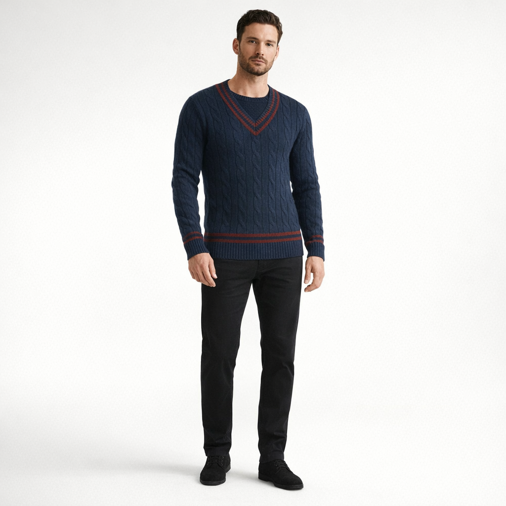 Herren Strickpullover - Regular Fit Herbststyle — Blau