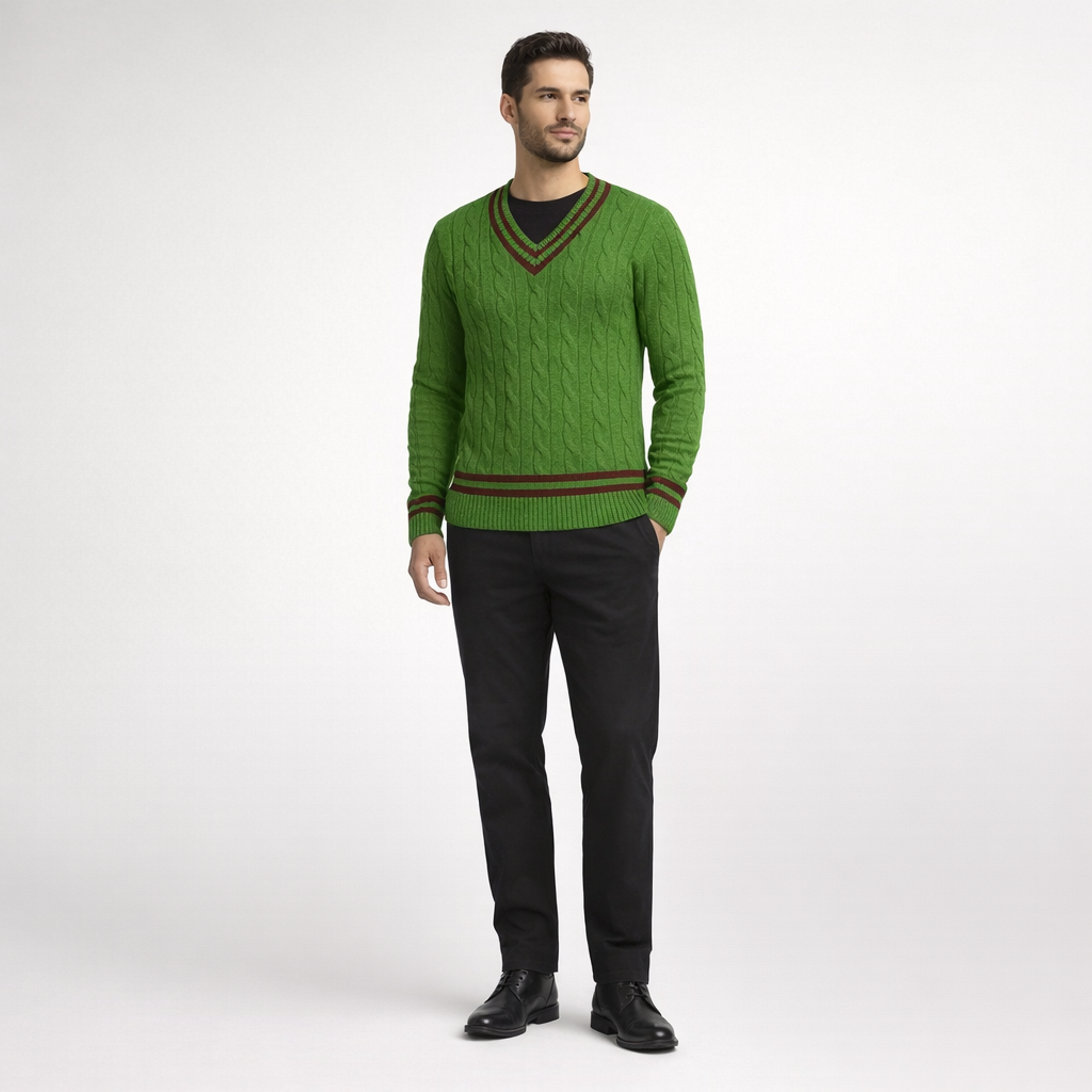 Herren Strickpullover - Regular Fit Herbststyle — Grün