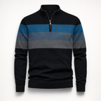 Herren Pullover Baumwolle Slim Fit – Burk Quarter Zip Sweater — Schwarz