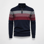 Herren Pullover Baumwolle Slim Fit – Burk Quarter Zip Sweater — Blau