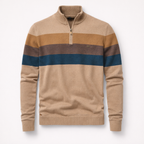 Herren Pullover Baumwolle Slim Fit – Burk Quarter Zip Sweater — Khaki