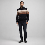 Herren Pullover Baumwolle Slim Fit – Burk Quarter Zip Sweater — Schwarz Espresso