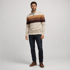 Herren Pullover Baumwolle Slim Fit – Burk Quarter Zip Sweater — Sandstein