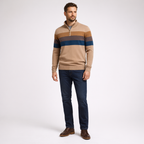 Herren Pullover Baumwolle Slim Fit – Burk Quarter Zip Sweater — Khaki