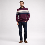 Herren Pullover Baumwolle Slim Fit – Burk Quarter Zip Sweater — Tiefes Pflaume