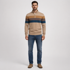 Herren Pullover Baumwolle Slim Fit – Burk Quarter Zip Sweater — Khaki