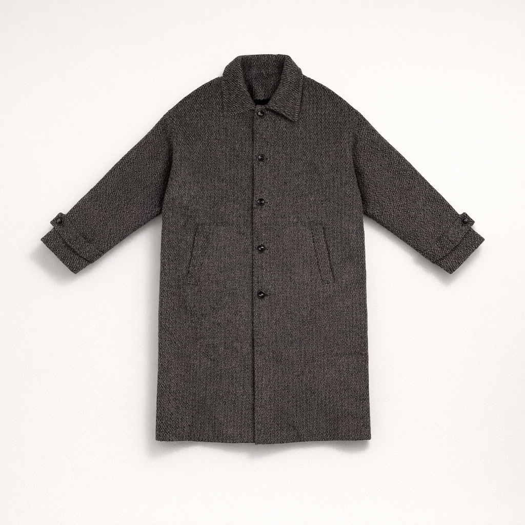 Herren Grauer Wintermantel Lang – Regular Fit — Braun