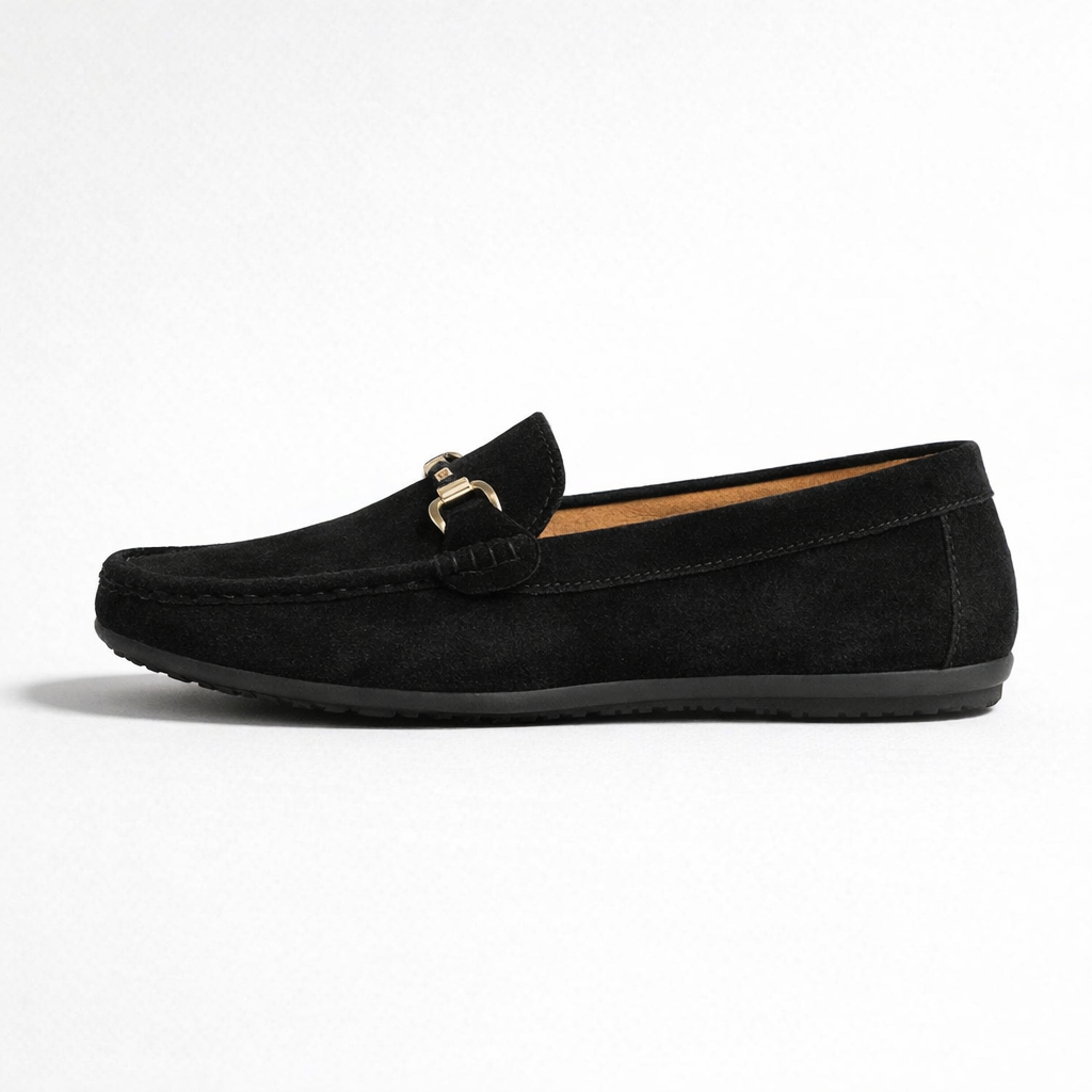 Herren Wildleder Loafer mit Metallschnalle — Schwarz