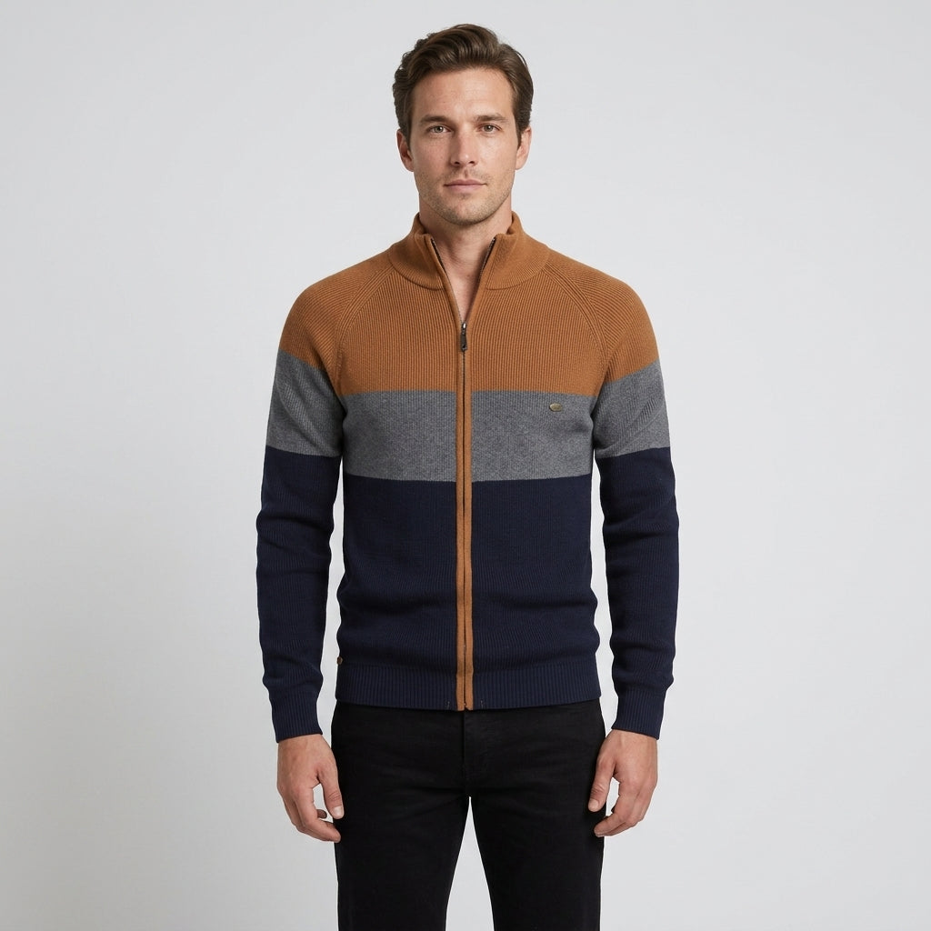 Herren Strickjacke mit Reißverschluss – Baumwolle — Orange