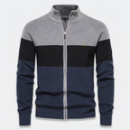 Herren Strickjacke mit Reißverschluss – Baumwolle — Grau