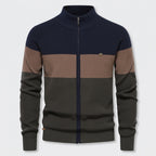 Herren Strickjacke mit Reißverschluss – Baumwolle — Marineblau
