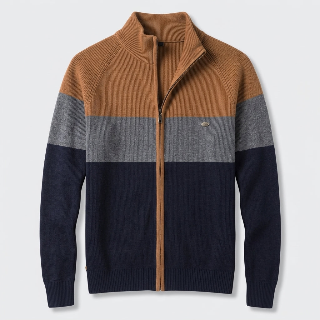 Herren Strickjacke mit Reißverschluss – Baumwolle — Orange