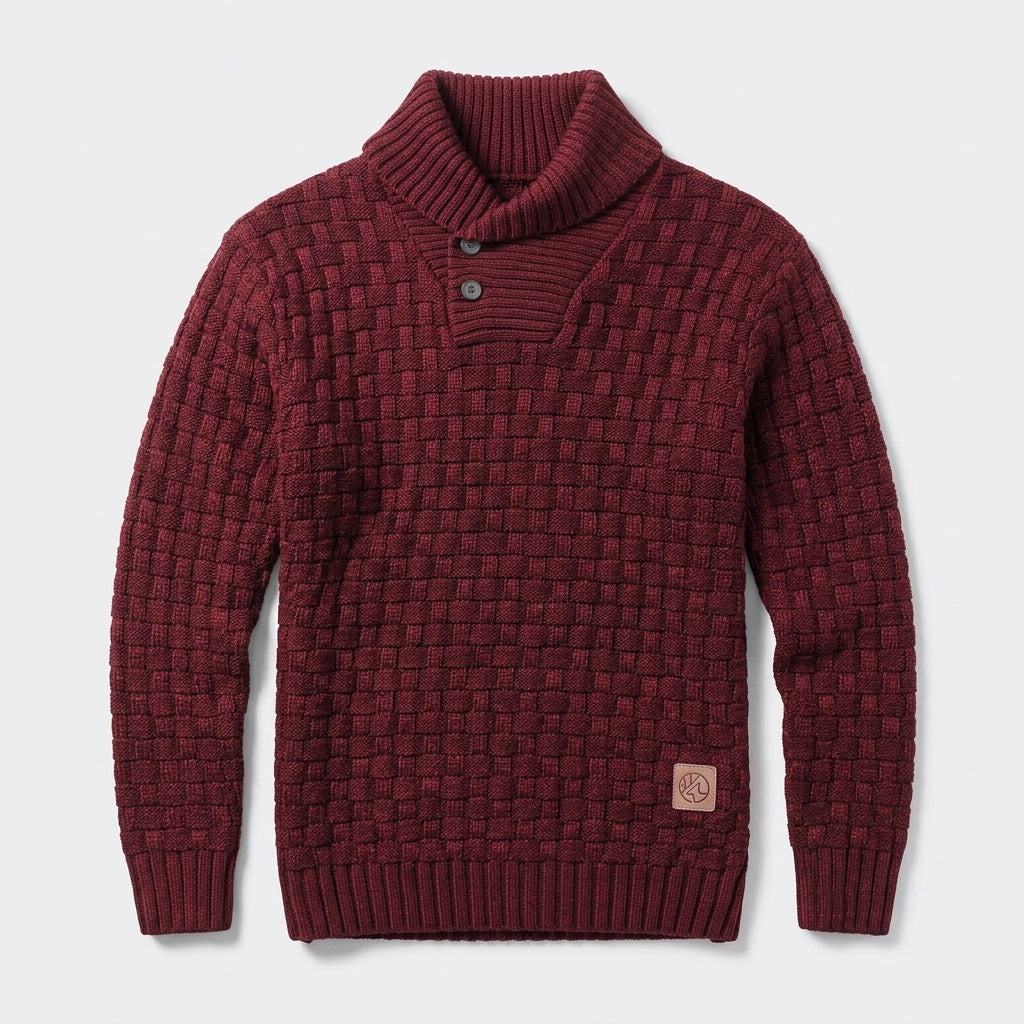 Herren Strickpullover mit Stehkragen – Regular Fit — Rot