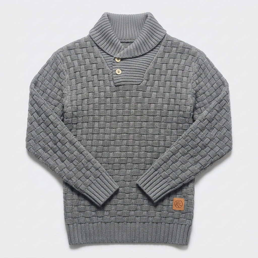 Herren Strickpullover mit Stehkragen – Regular Fit — Grau