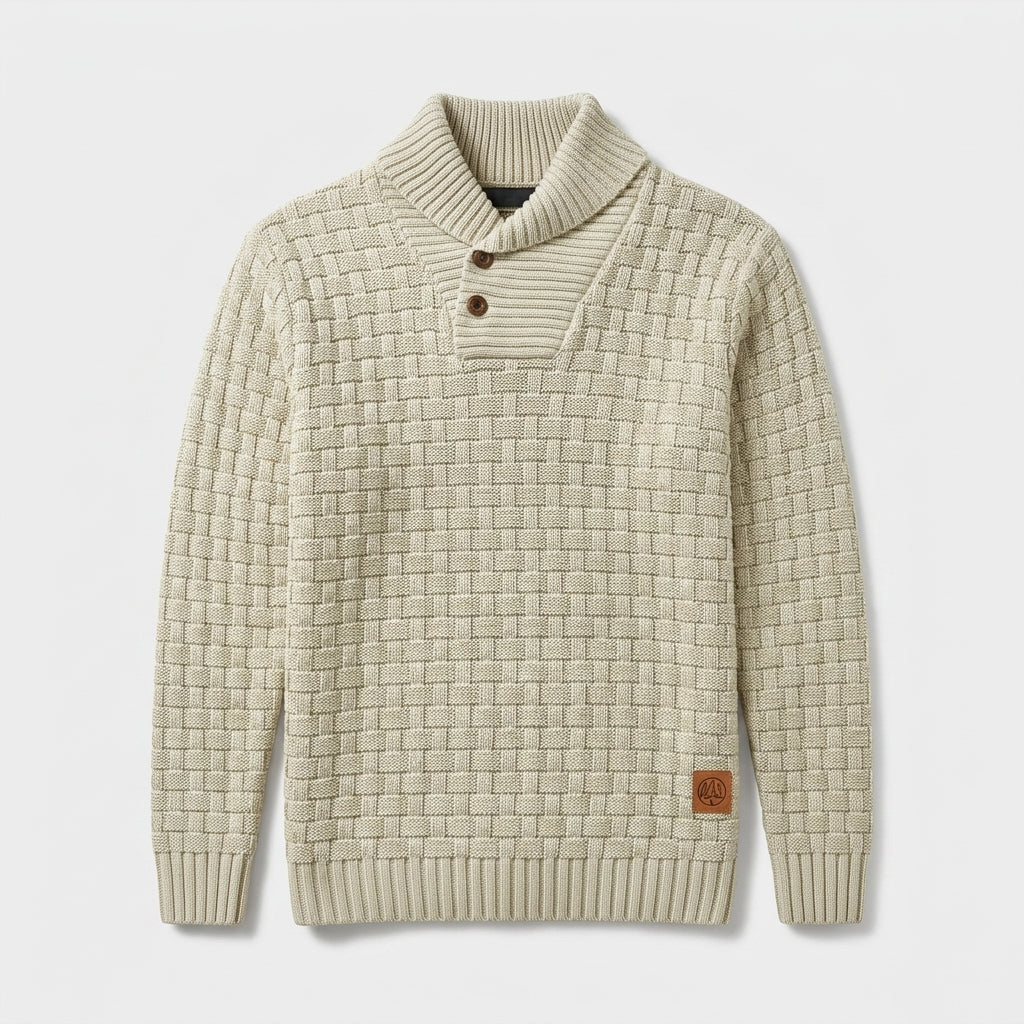 Herren Strickpullover mit Stehkragen – Regular Fit — Khaki