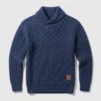 Herren Strickpullover mit Stehkragen – Regular Fit — Blau