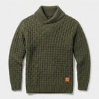 Herren Strickpullover mit Stehkragen – Regular Fit — Armeegrün