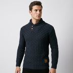 Herren Strickpullover mit Stehkragen – Regular Fit — Blaugrau