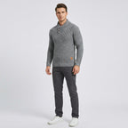 Herren Strickpullover mit Stehkragen – Regular Fit — Grau