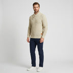 Herren Strickpullover mit Stehkragen – Regular Fit — Khaki