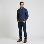 Herren Strickpullover mit Stehkragen – Regular Fit — Blau