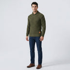 Herren Strickpullover mit Stehkragen – Regular Fit — Armeegrün