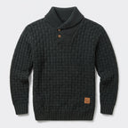 Herren Strickpullover mit Stehkragen – Regular Fit — Schwarz