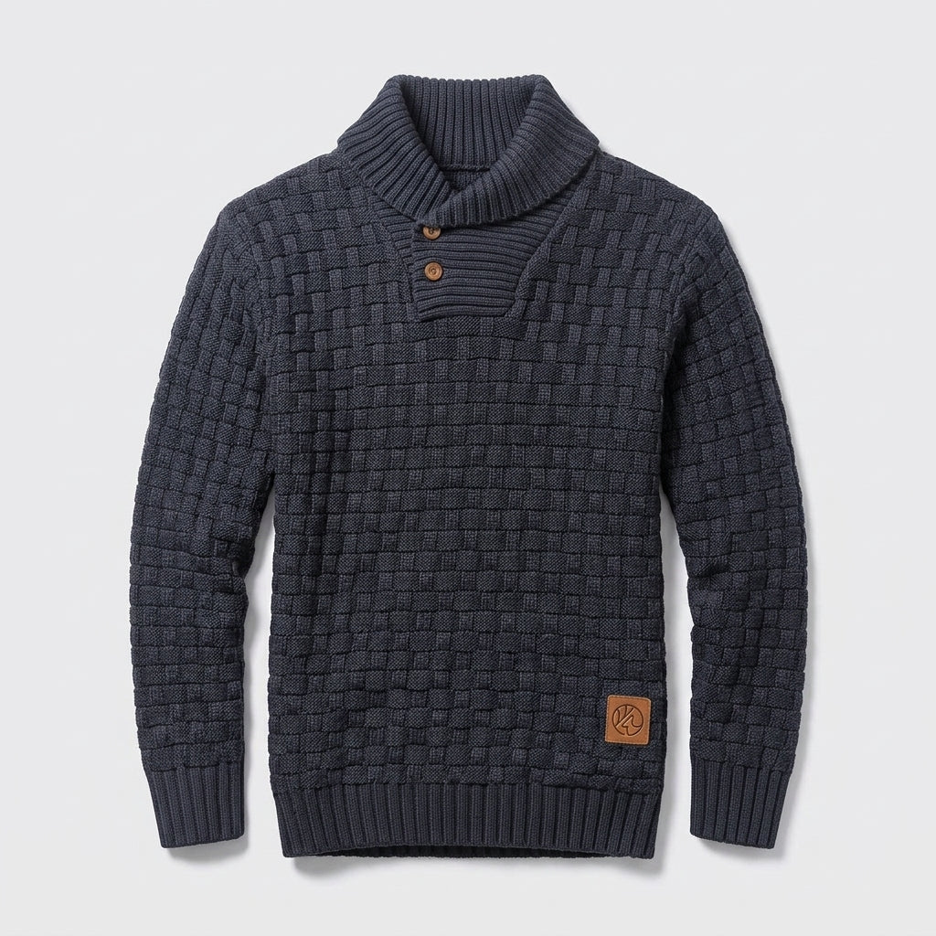 Herren Strickpullover mit Stehkragen – Regular Fit — Blaugrau