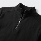 Herren Langarm Strickpolo mit Reißverschluss — Schwarz