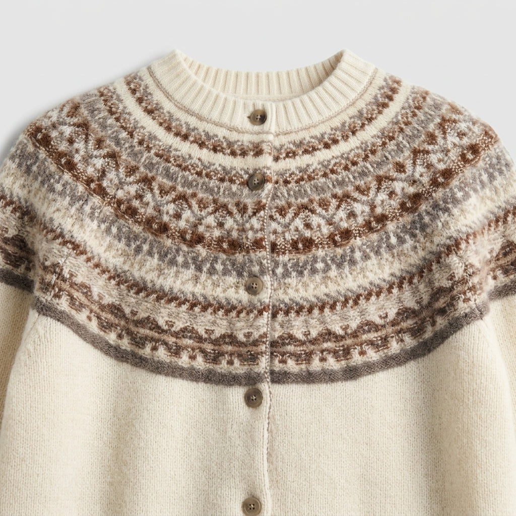 Damen Norweger Cardigan aus Wolle – Regular Fit — Beige