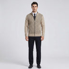 Herren Strickjacke mit Reißverschluss – Regular Fit — Beige